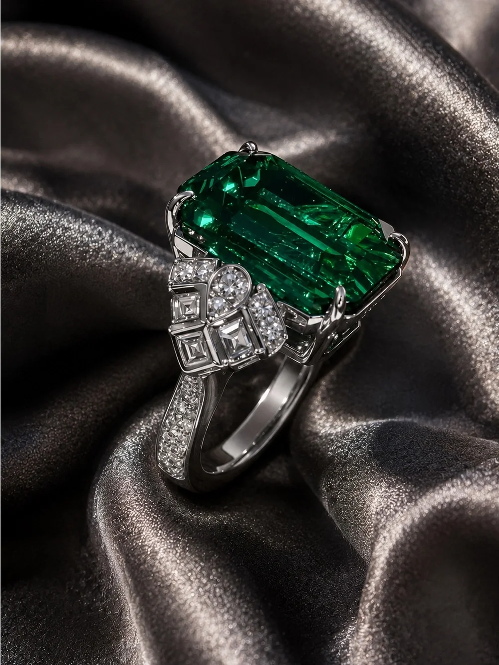Emerald look Green Statement Cocktail Ring - Women Jewelry